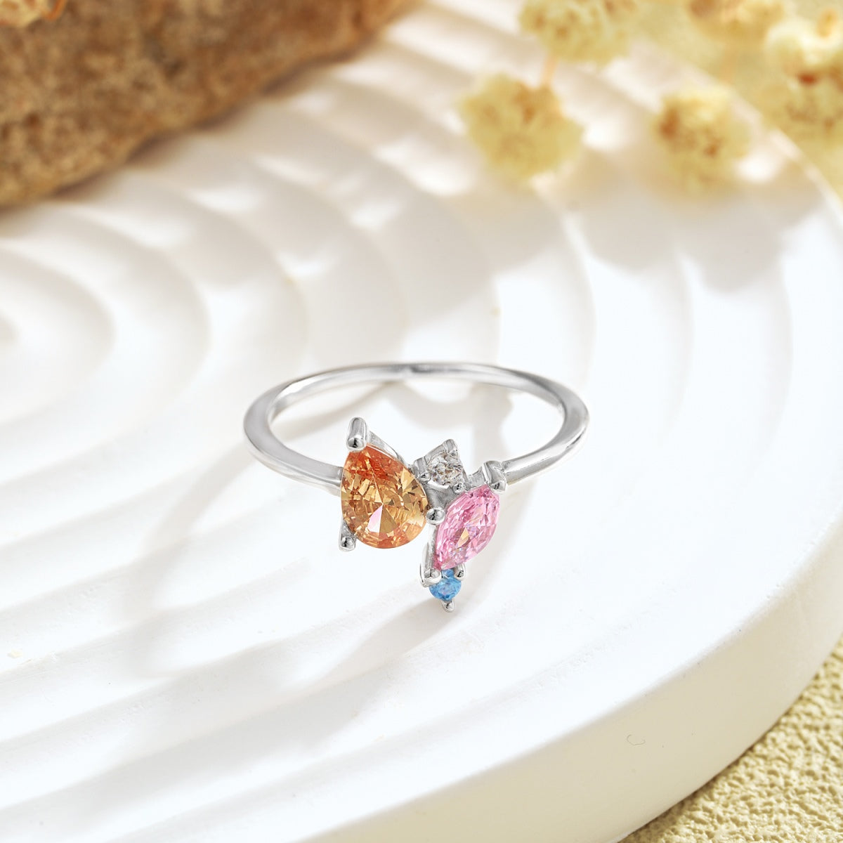 Angela Jewelry]Radiant Colorful Multi Cut Daily Ring