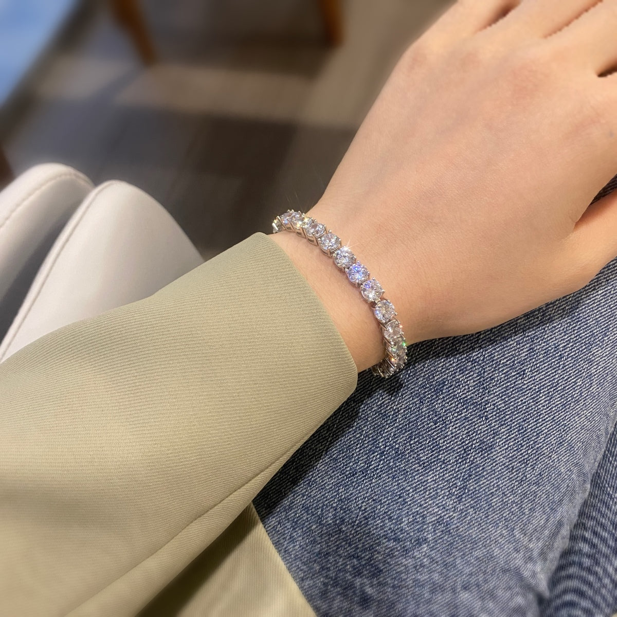 Angela Jewelry]0.75 Carat Dazzling Round Cut Wedding Bracelet