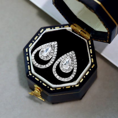 Angela Jewelry]Sparkling Delicate Water Drop Shape Daily Earrings