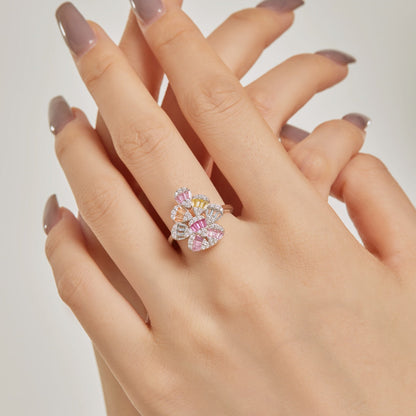 Angela Jewelry]Sparkling Colorful Water Drop Shape Daily Ring