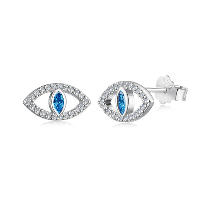 Angela Jewelry]Blue Devil Eyes Hollow Stud Earrings