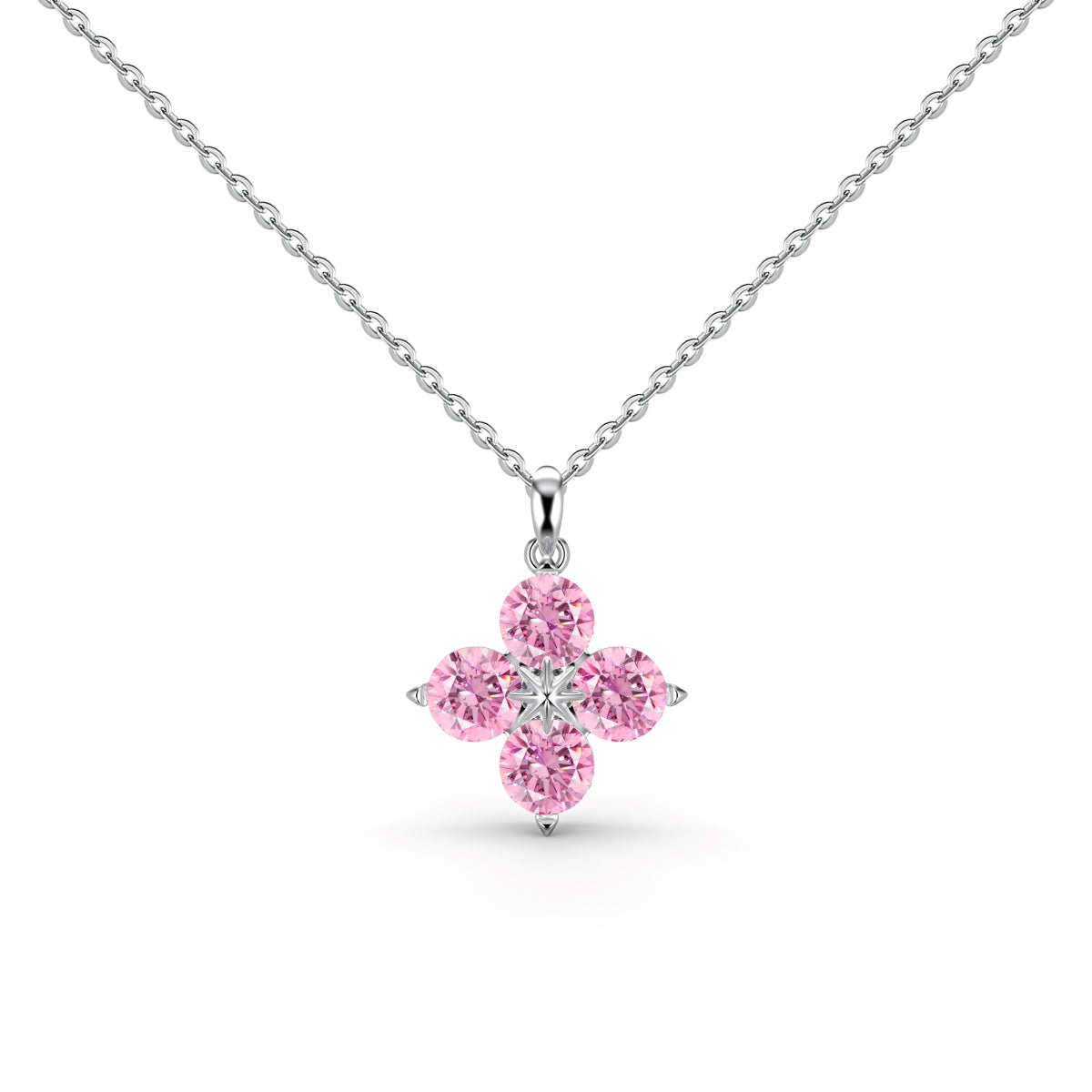 Angela Jewelry]Four-Leaf Clover And Eight-Pointed Star Necklace