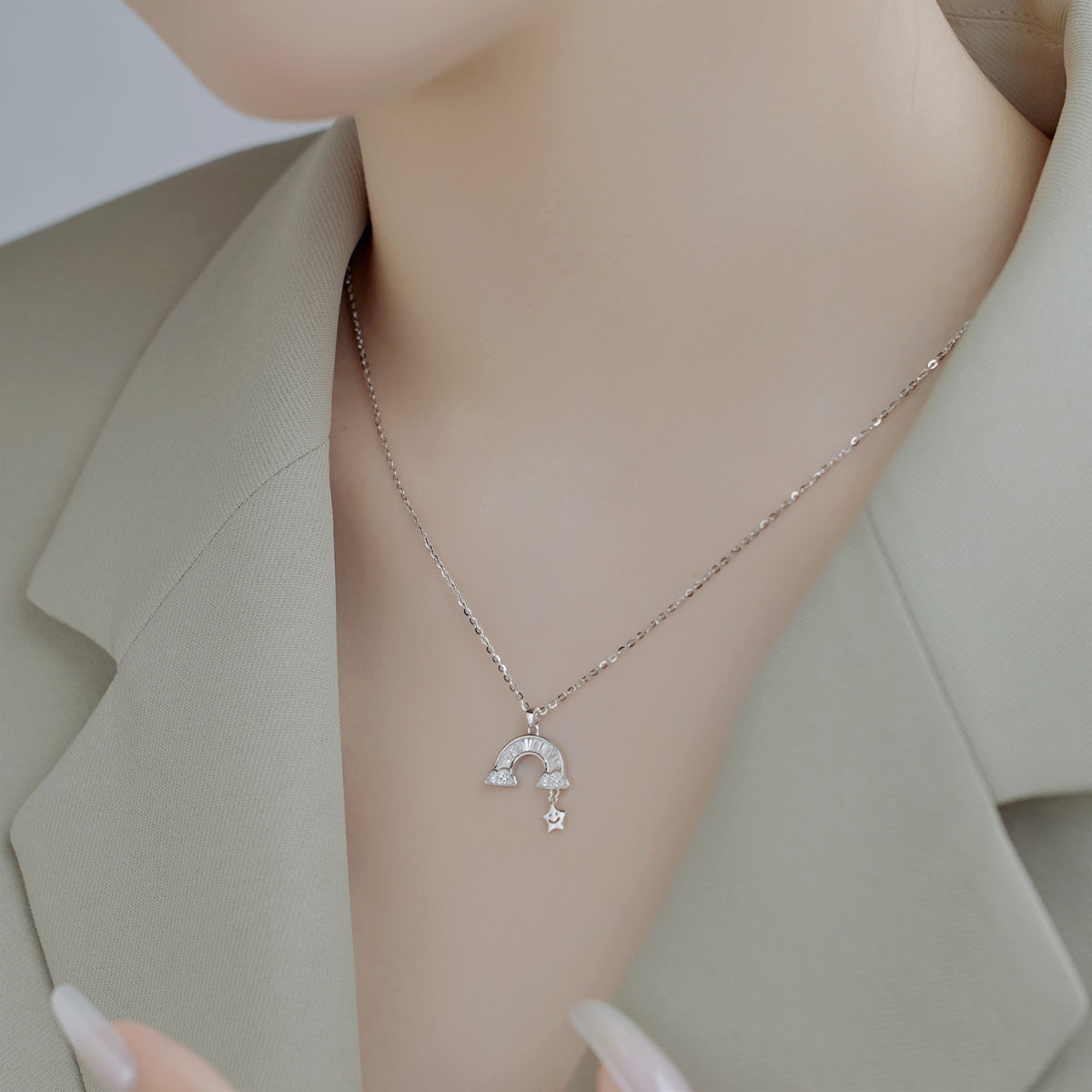 Angela Jewelry]Unique Rainbow Star Necklace