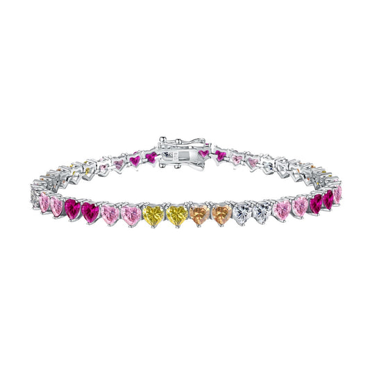 Angela Jewelry]Luxurious Colorful Romantic Heart Shape Lover Bracelet