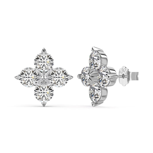 Angela Jewelry]Four-Leaf Clover Eight-Pointed Star Earrings