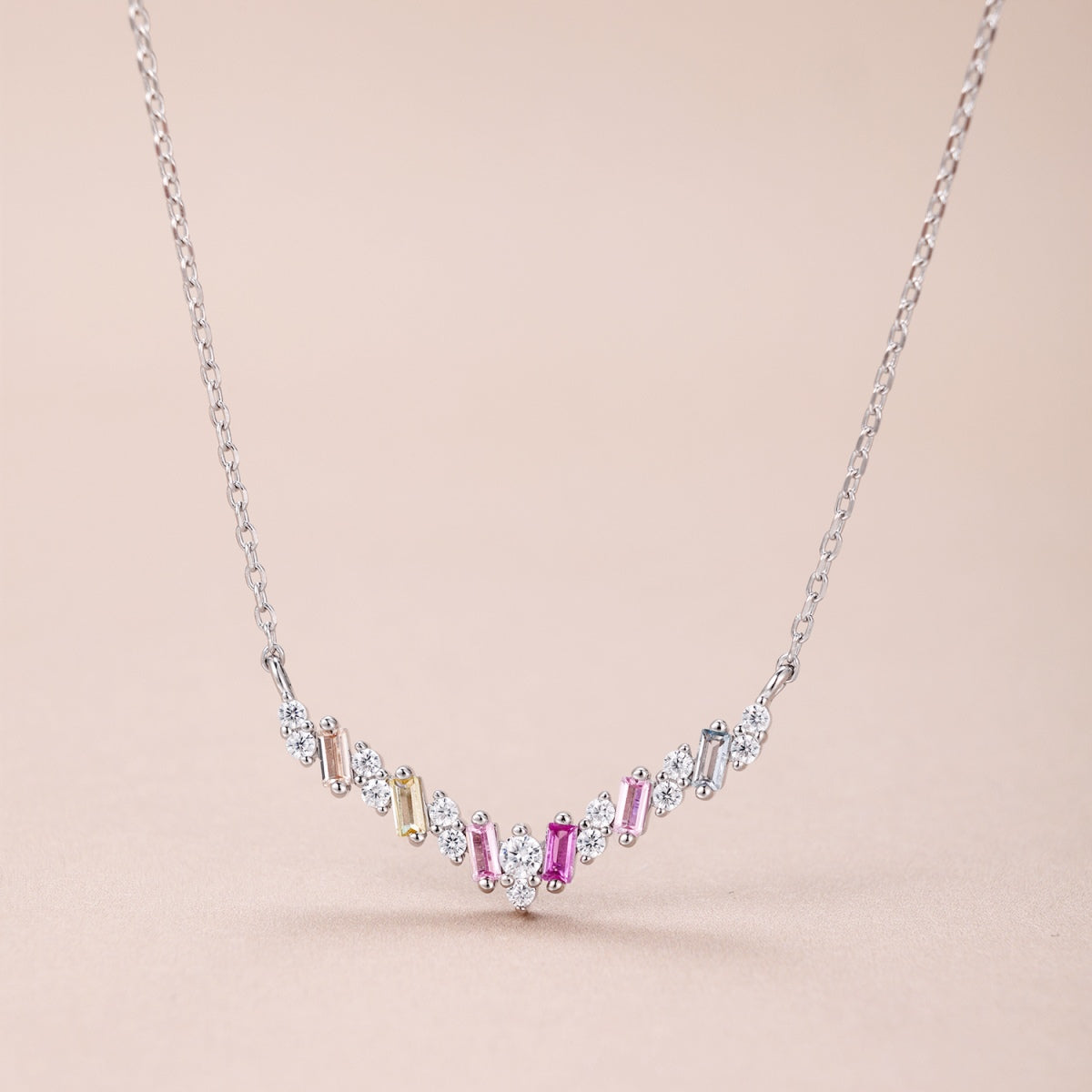 Angela Jewelry]Dazzling Rainbow Necklace