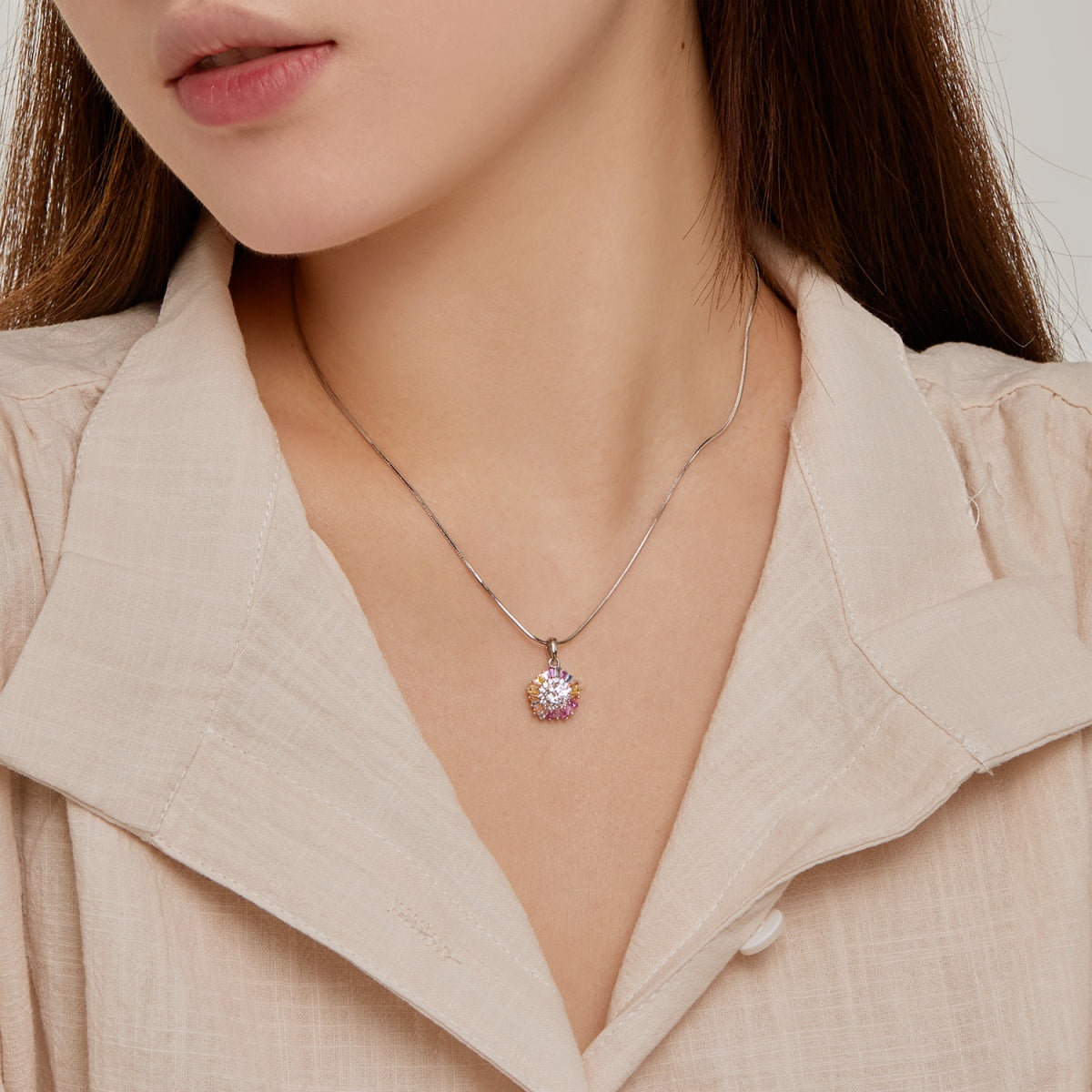 Angela Jewelry]Charming Flower Colorful Necklace