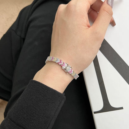 Angela Jewelry]Ornate Sparkling Round Cut Party Bracelet