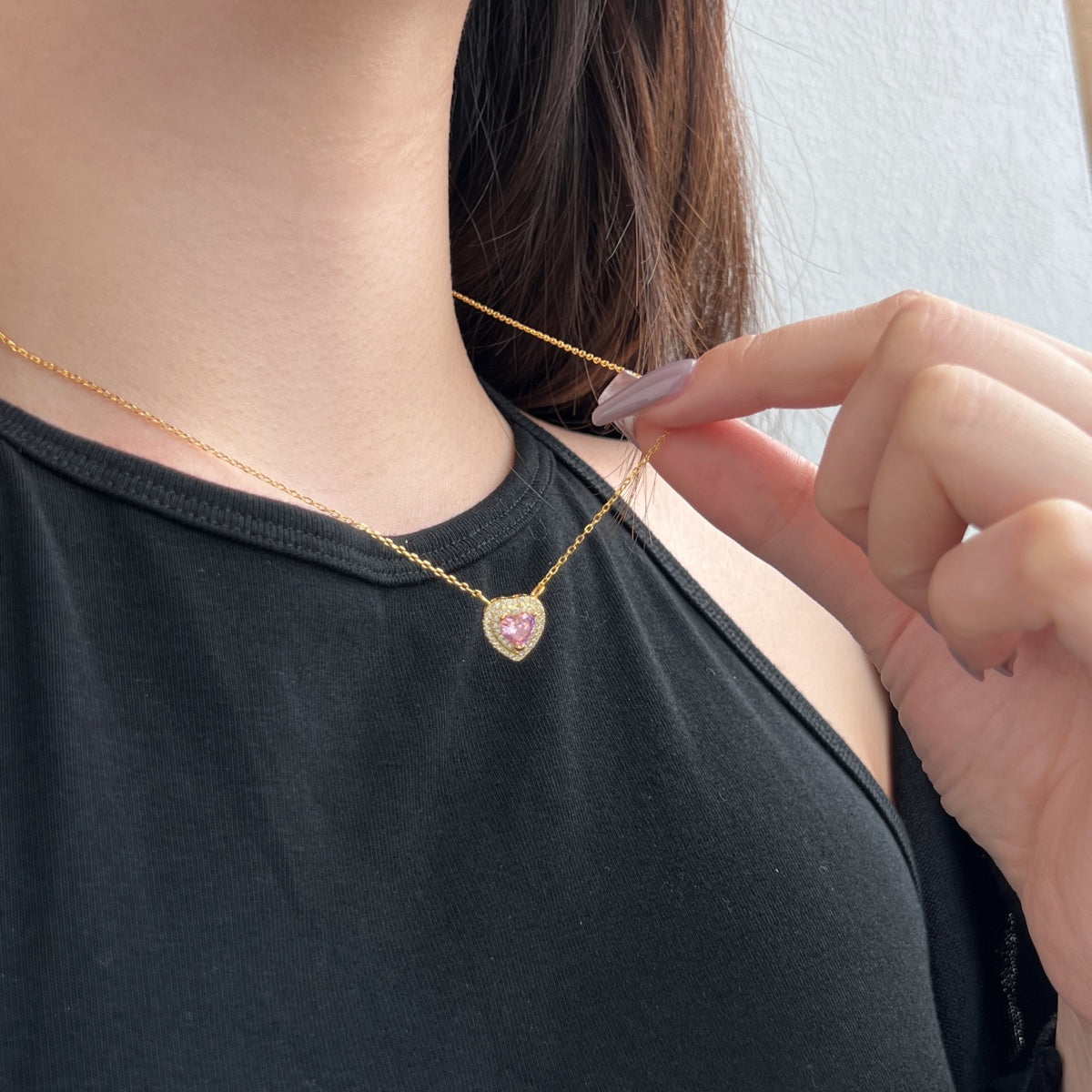 Angela Jewelry]Exquisite Heart Shape Necklace