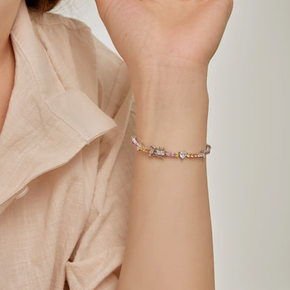 Angela Jewelry]Romantic Heart Shape Round Cut Lover Bracelet