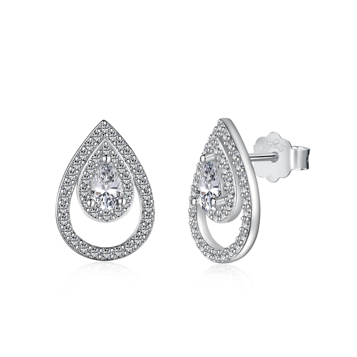 Angela Jewelry]Sparkling Delicate Water Drop Shape Daily Earrings