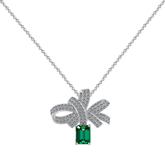 Angela Jewelry]Luxurious Flower Shape Emerald Cut Necklace