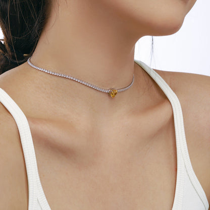 Angela Jewelry]2.0 Carat Sparkling Tennis Heart Cut Necklace