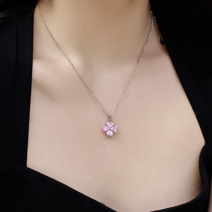 Angela Jewelry]Heart-Shaped Four-Leaf Clover Bead Necklace