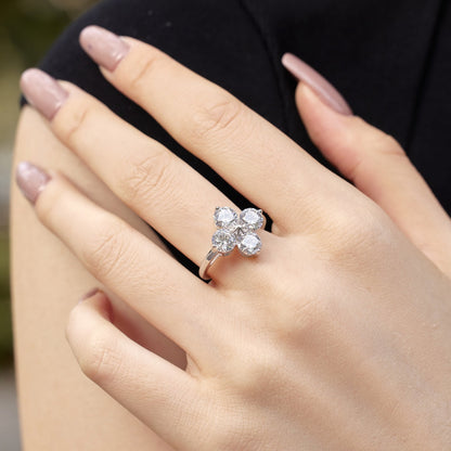 Angela Jewelry]Four-Leaf Clover Eight-Pointed Star Ring
