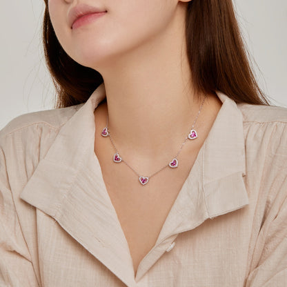 Angela Jewelry]Sparkling Five Heart Necklace