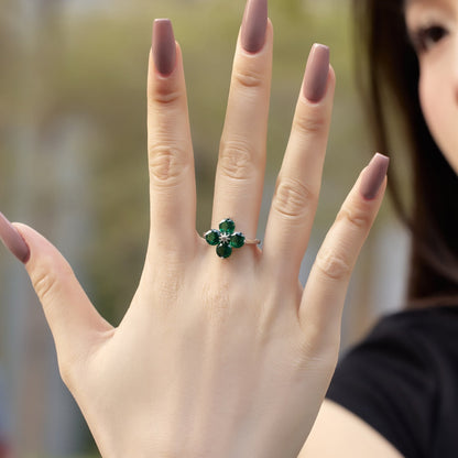Angela Jewelry]Four-Leaf Clover Eight-Pointed Star Ring