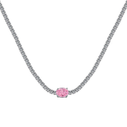 Angela Jewelry]1.0 Carat Shining Oval Cut Necklace