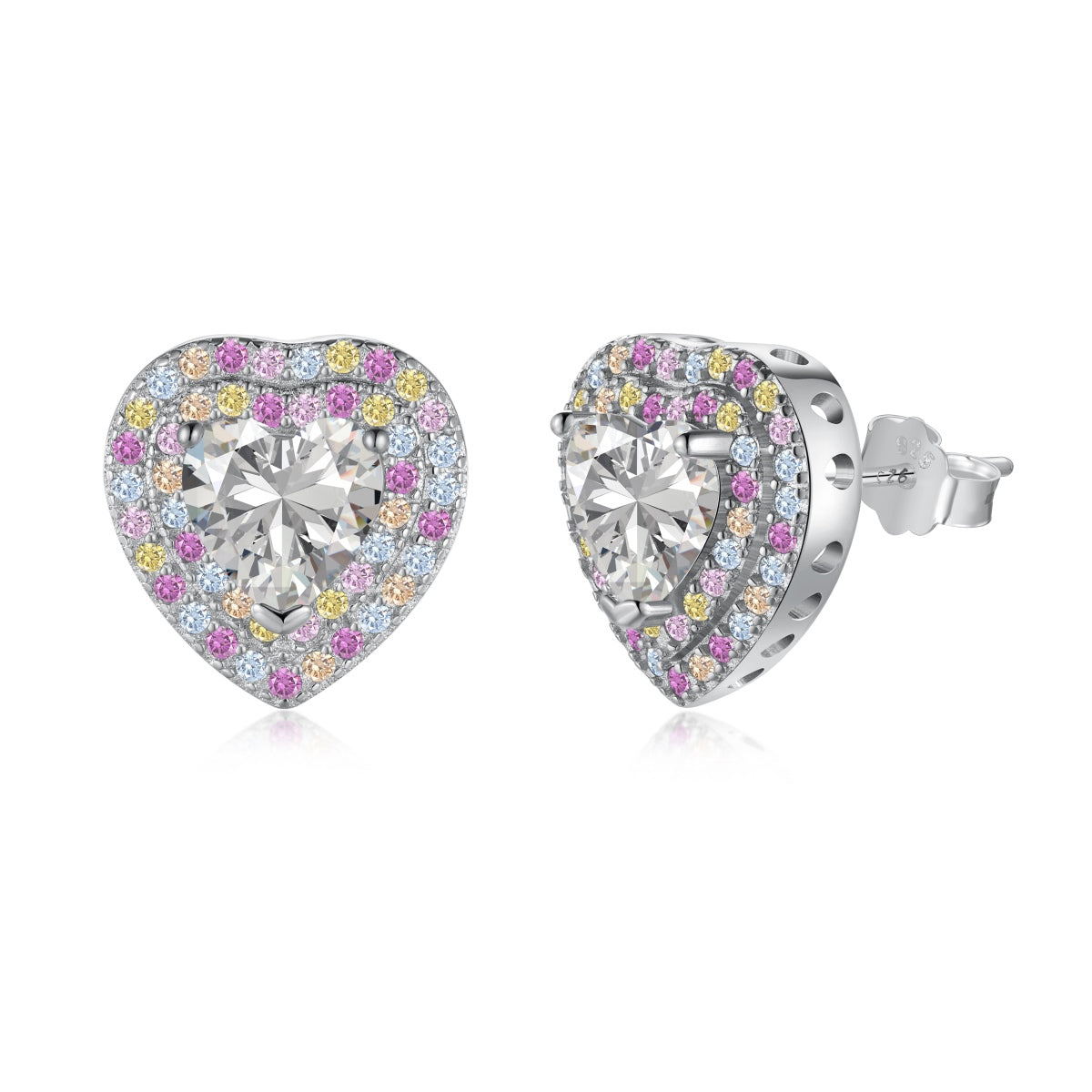 Angela Jewelry]Dazzling Heart Shape Lover Earrings