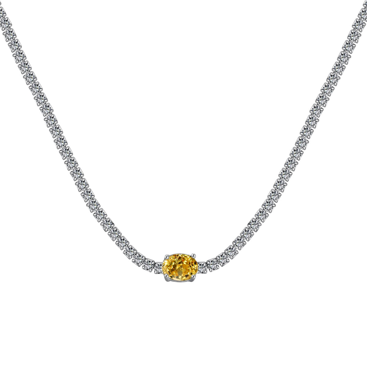 Angela Jewelry]1.0 Carat Shining Oval Cut Necklace