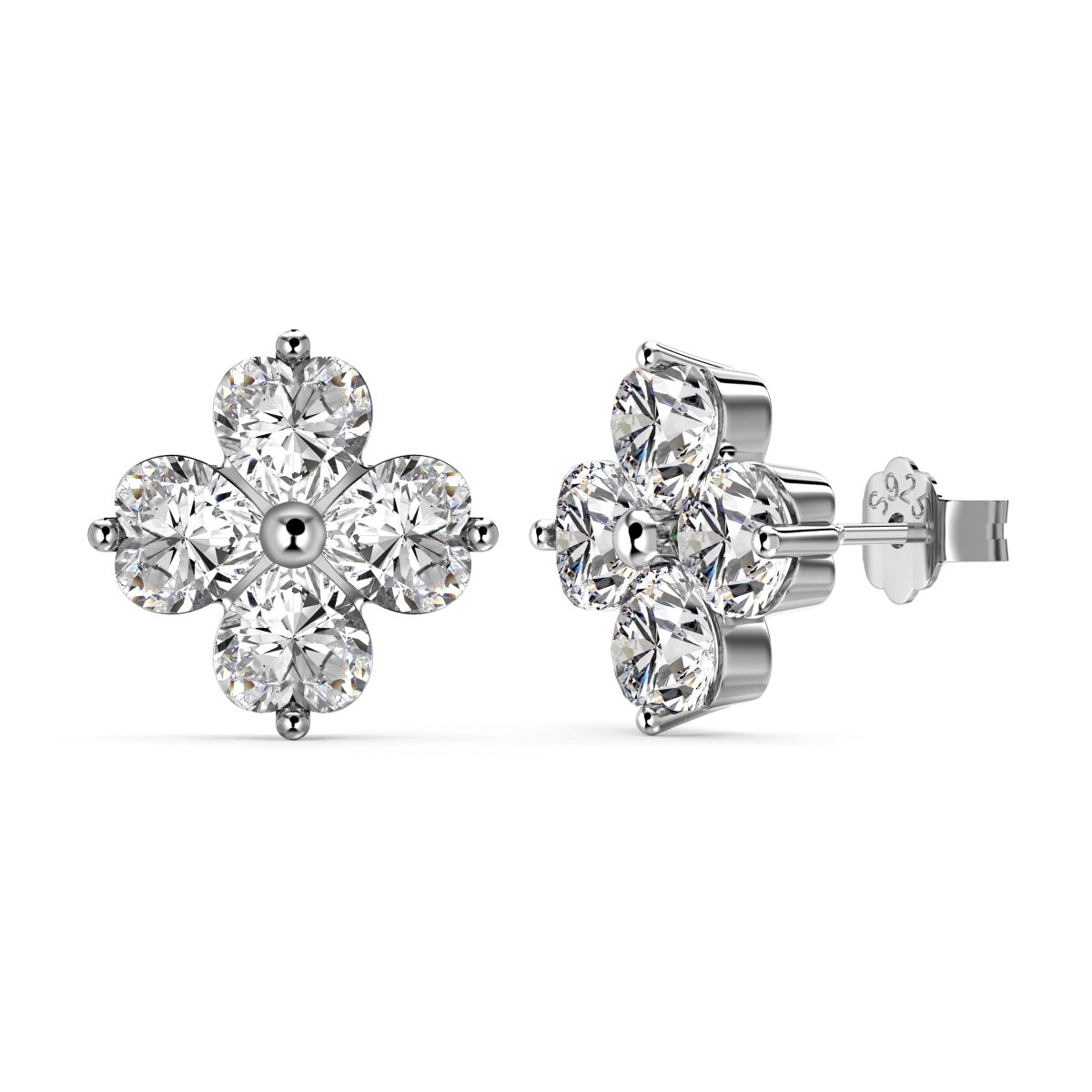 Angela Jewelry]Four-Leaf Clover Ball Earrings