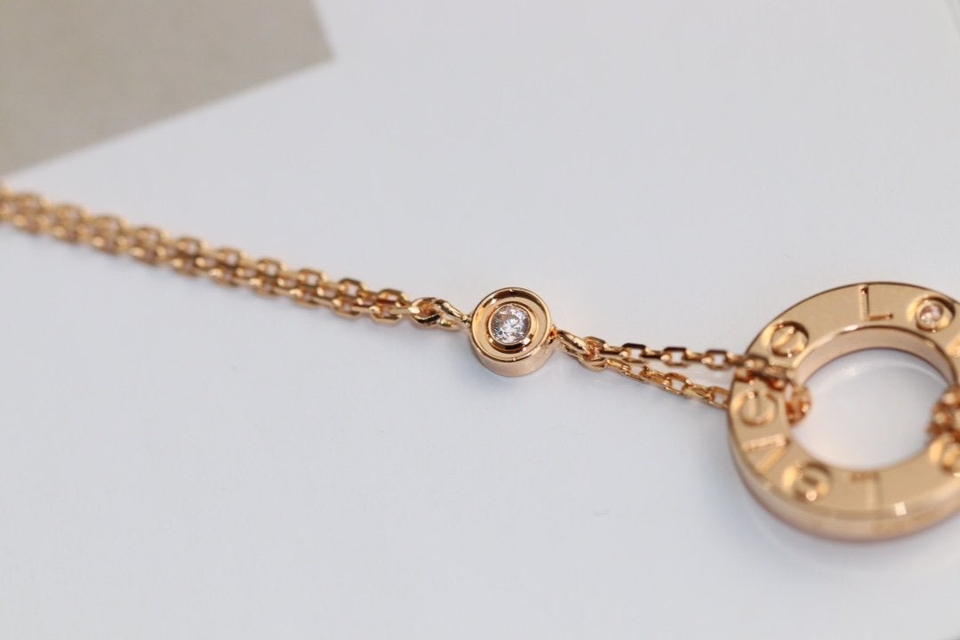 [Angela Jewellery]LOVE NECKLACE ADJUSTABLE ROSE GOLD 2 DIAMOND
