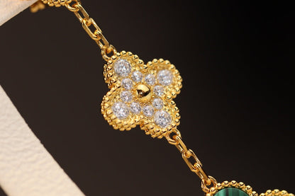 [Angela Jewellery]CLOVER EARRINGS GOLD MALACHITE DIAMOND 3 MOTIF