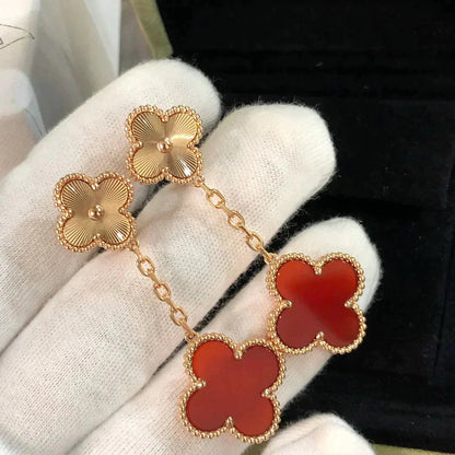 [Angela Jewellery]CLOVER 2 MOTIF  LASER CARNELIAN EARRINGS