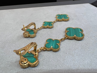 [Angela Jewellery]CLOVER MALACHITE 3 MOTIFS GOLD