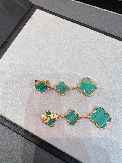[Angela Jewellery]CLOVER MALACHITE 3 MOTIFS GOLD