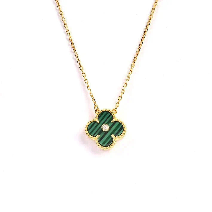 [Angela Jewellery]CLOVER 15MM DIAMOND TURQUOISE NECKLACE