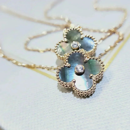 [Angela Jewellery]CLOVER 15MM DIAMOND AND MOTHER-OF-GREY NECKLACE