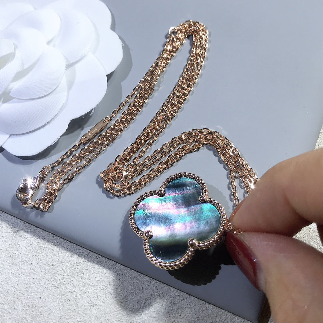 [Angela Jewellery]CLOVER 25MM GOLD DARK MOP BIG CLOVER NECKLACE