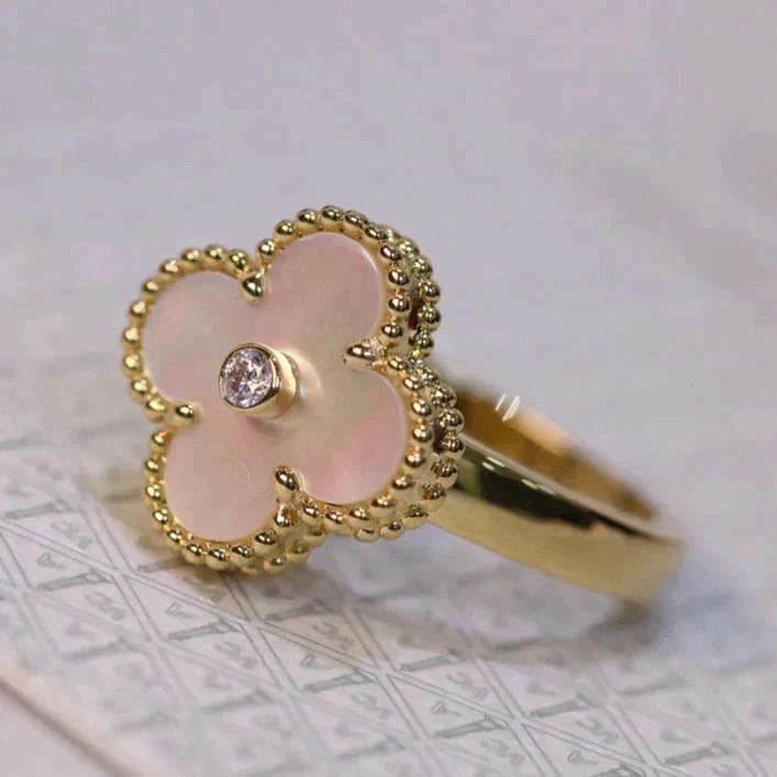 [Angela Jewellery]CLOVER PINK MOP RING GOLD DIAMOND
