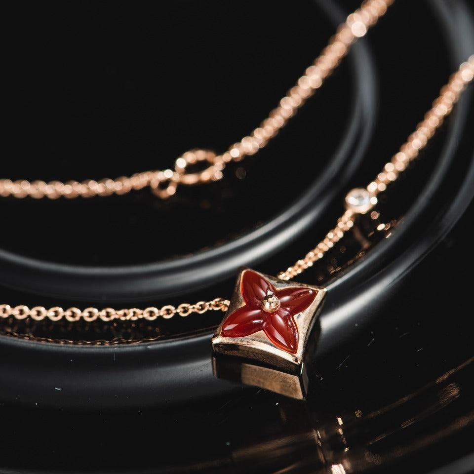 [Angela Jewellery]STAR NECKLACE PINK GOLD 1 DIAMOND