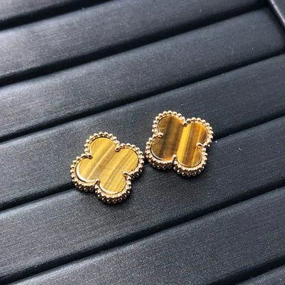 [Angela Jewellery]CLOVER MEDIUM 1 MOTIFS TIGER EYE EARRINGS