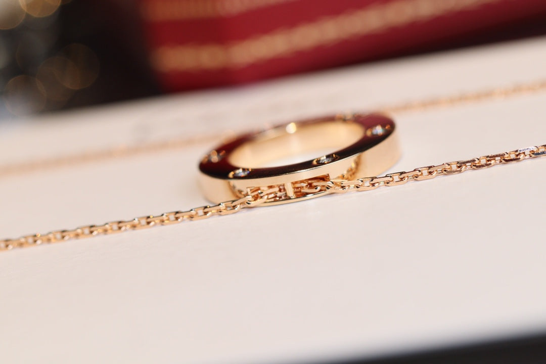 [Angela Jewellery]LOVE NECKLACE 16MM 6 DIAMONDS PINK GOLD