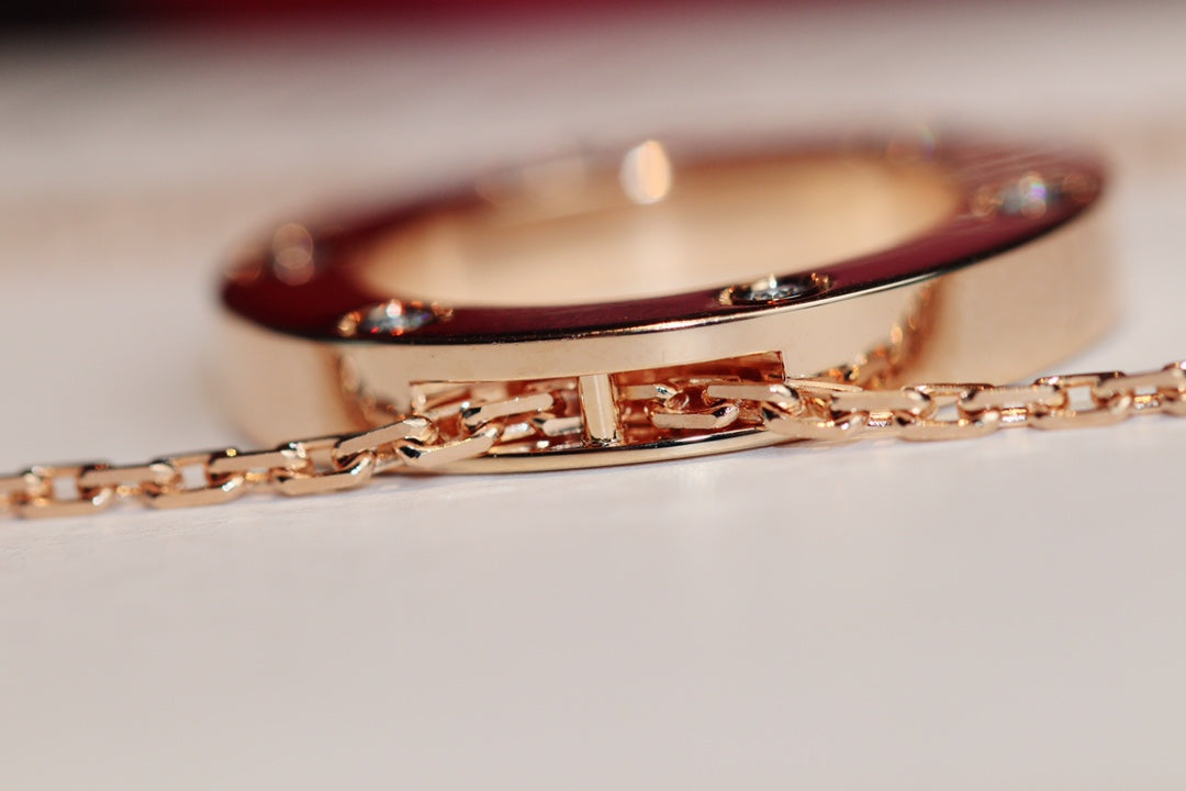 [Angela Jewellery]LOVE NECKLACE 16MM 6 DIAMONDS PINK GOLD