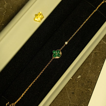 [Angela Jewellery]SUN MALACHITE 1 DIAMOND PINK GOLD BRACELET