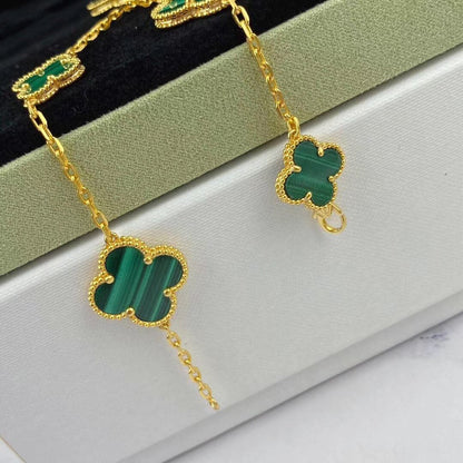 [Angela Jewellery]MAGIC CLOVER MALACHITE GOLD BRACELET 5 MOTIFS