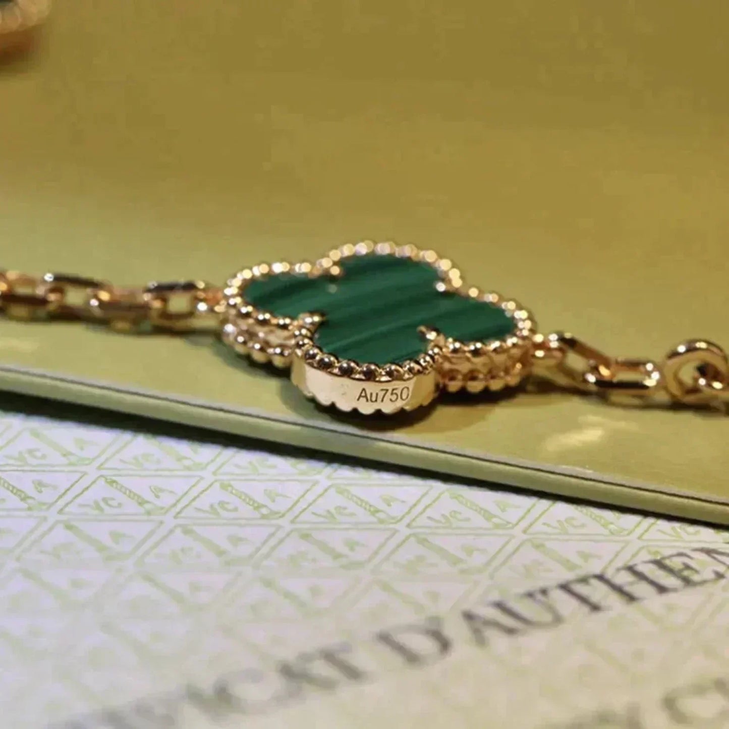 [Angela Jewellery]CLOVER 5 MOTIFS MALACHITE BRACELET