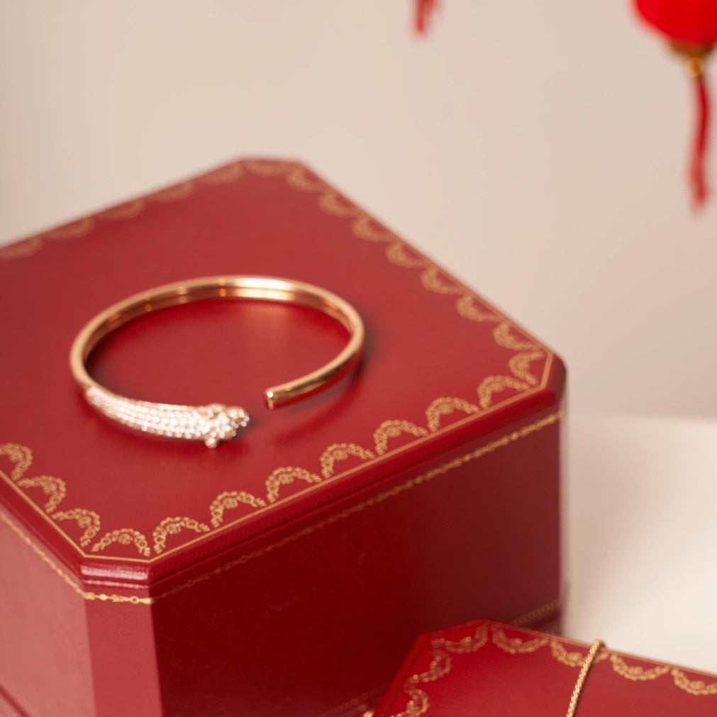 [Angela Jewellery]PANTHERE ROSE GOLD DIAMOND OPEN BRACELET