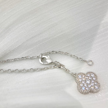 [Angela Jewellery]CLOVER 5 MOTIFS SILVER DIAMONDS NECKLACE