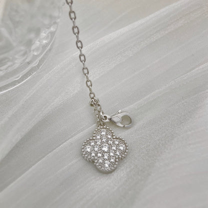 [Angela Jewellery]CLOVER 5 MOTIFS SILVER DIAMONDS NECKLACE