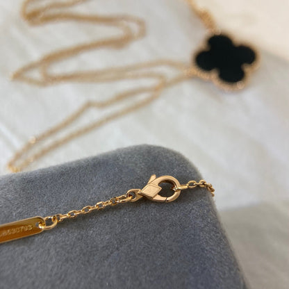 [Angela Jewellery]CLOVER 25MM NECKLACE GOLD ONYX
