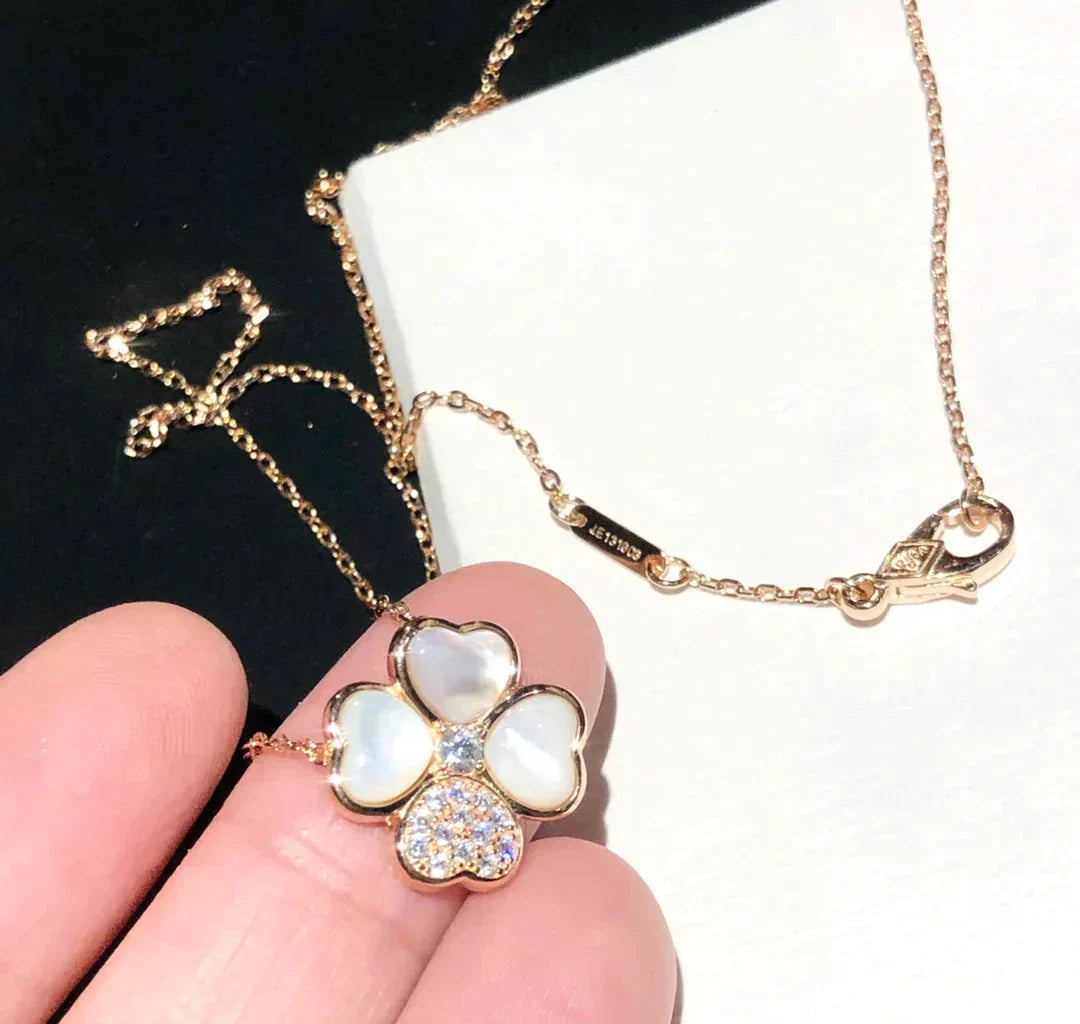 [Angela Jewellery]CLOVER MOP DIAMOND ROSE GOLD NECKLACE