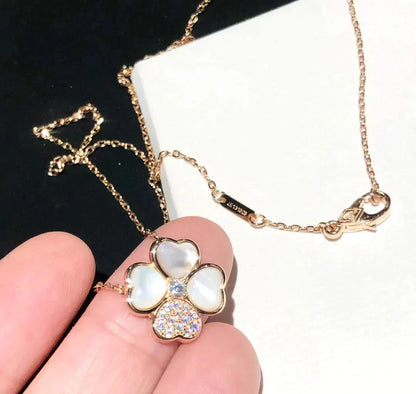 [Angela Jewellery]CLOVER MOP DIAMOND ROSE GOLD NECKLACE