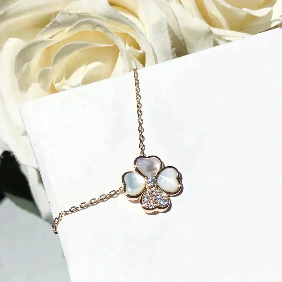 [Angela Jewellery]CLOVER MOP DIAMOND ROSE GOLD NECKLACE