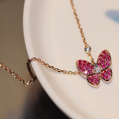 [Angela Jewellery]BUTTERFLY RED DIAMOND ROSE GOLD NECKLACE