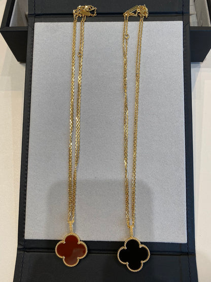 [Angela Jewellery]CLOVER 25MM NECKLACE GOLD CARNELIAN